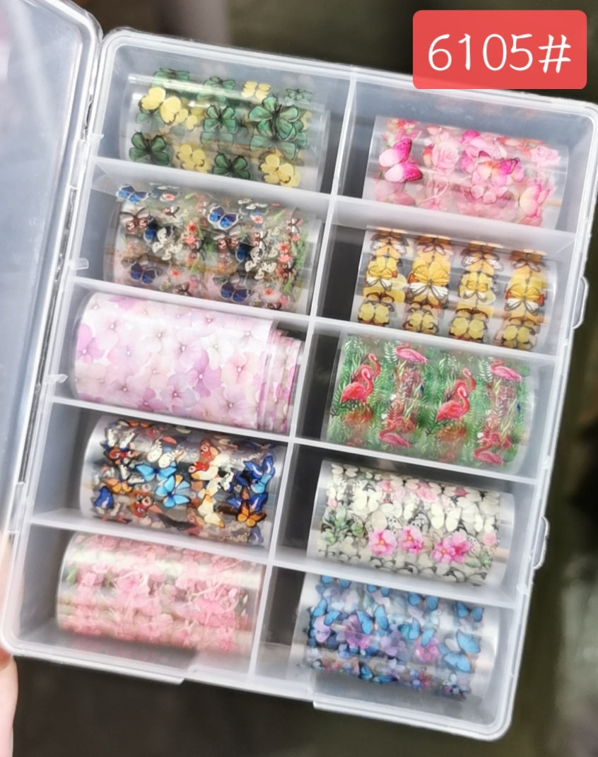 Butterfly Flower Nail Art Foil Set Box