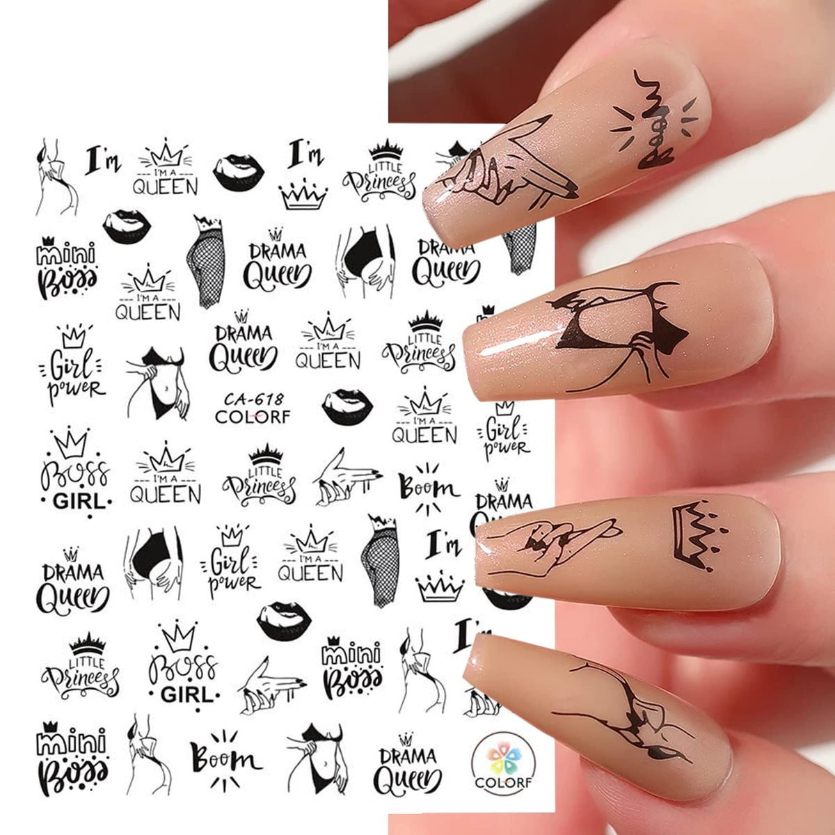 Words Text Letter Lady Nail Sticker