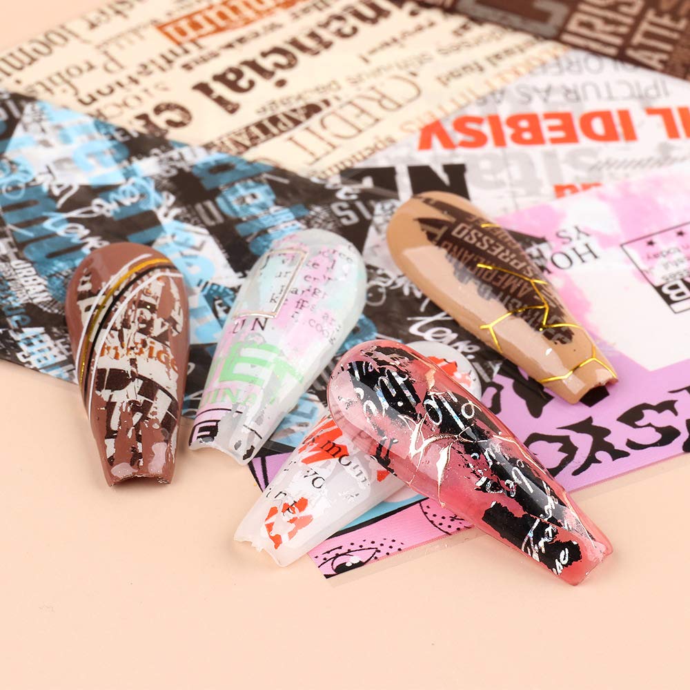 Newspaper Print Text Pop Art  10pcs Foil Set Box