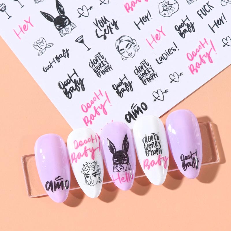 Words Text Letter Lady Nail Sticker
