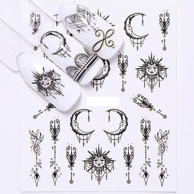 Geometric Lines Sun Moon Nail Decal