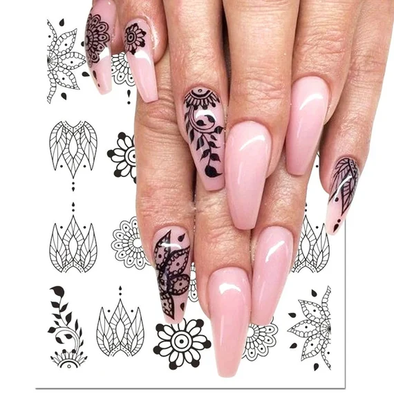 Leaf Lace Abstract Lines Nail Decal