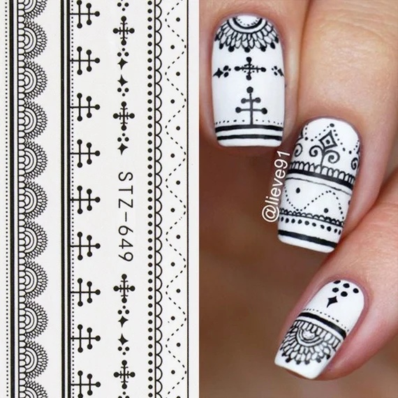 Leaf Lace Abstract Lines Nail Decal