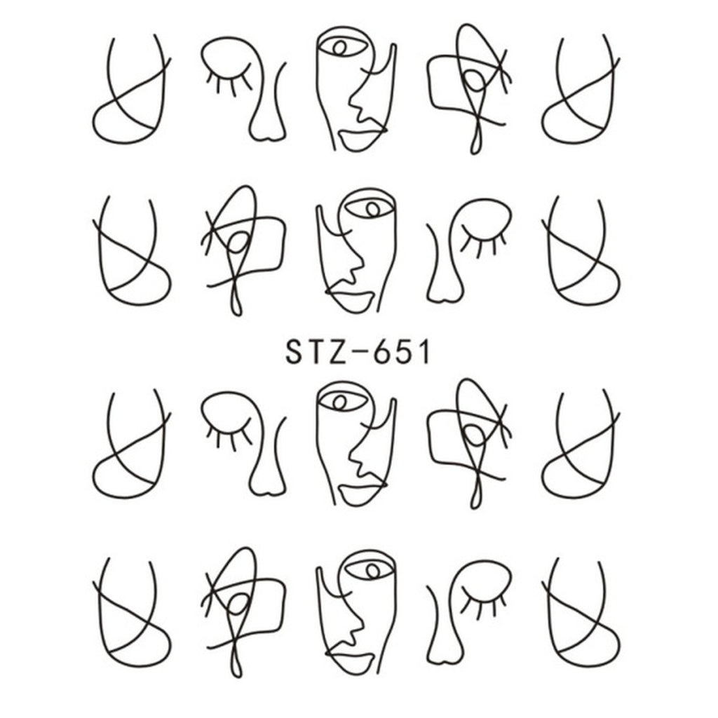 Face Abstract Lines Nail Decal