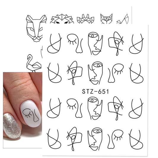 Face Abstract Lines Nail Decal