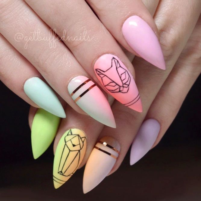 Animal Watercolor Abstract Lines Nail Decal