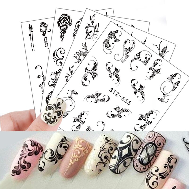 Leaf Lace Abstract Lines Nail Decal