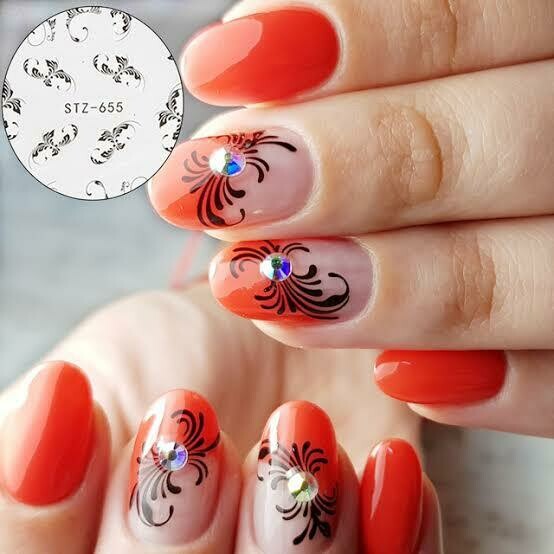 Leaf Lace Abstract Lines Nail Decal