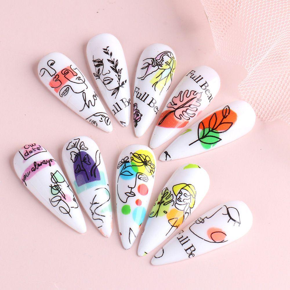 Abstract Faces Floral Foil Nail Transfer