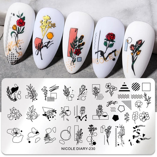 Nicole Diary Abstract Flower Stamping Plate ND230