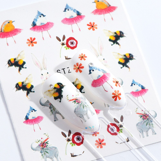 Bee Bird Rabbit Nail Decal
