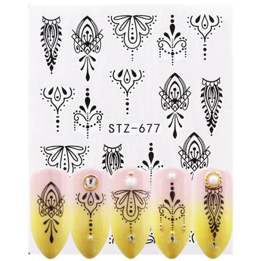 Geometric Abstract Lines Lace Nail Decal