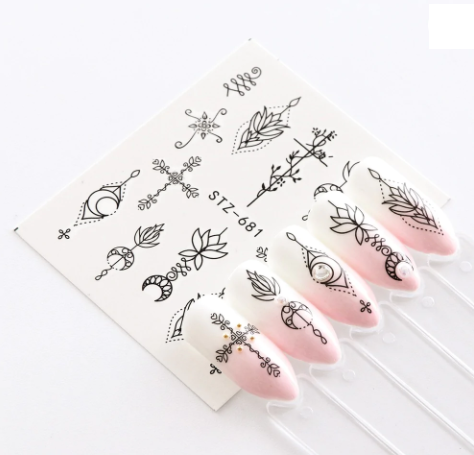 Geometric Abstract Lines Lace Nail Decal stz681