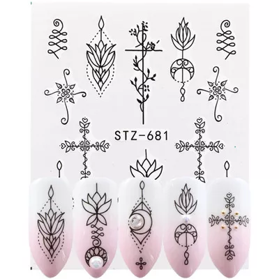 Geometric Abstract Lines Lace Nail Decal stz681