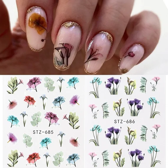 Flower Water color Nail Decal