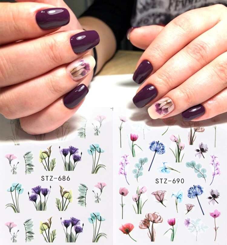 Flower Water color Nail Decal