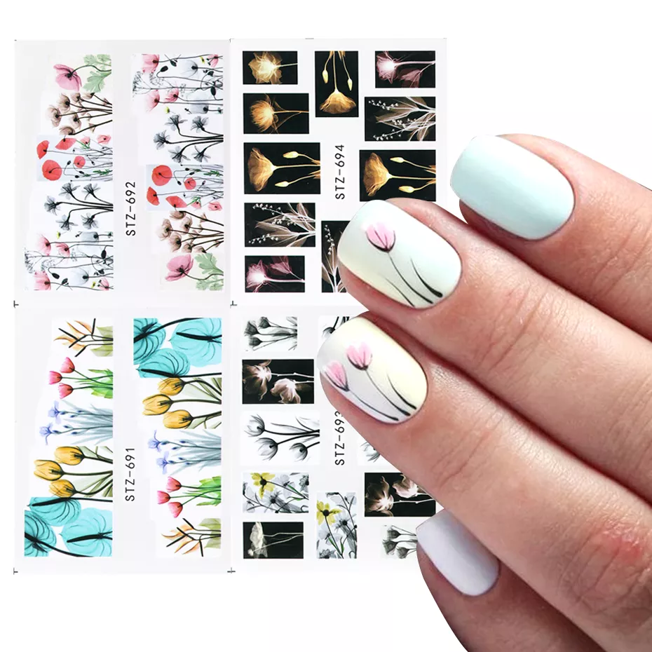 Flower Water color Nail Decal