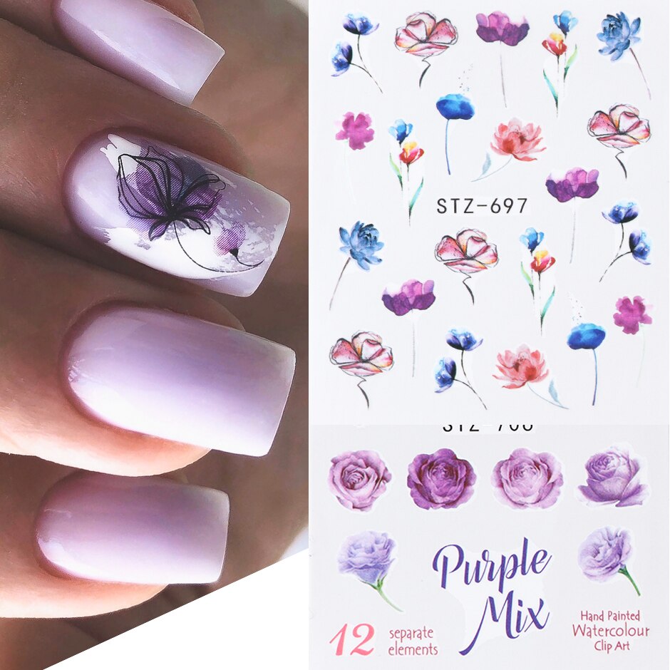 Flower Water color Nail Decal