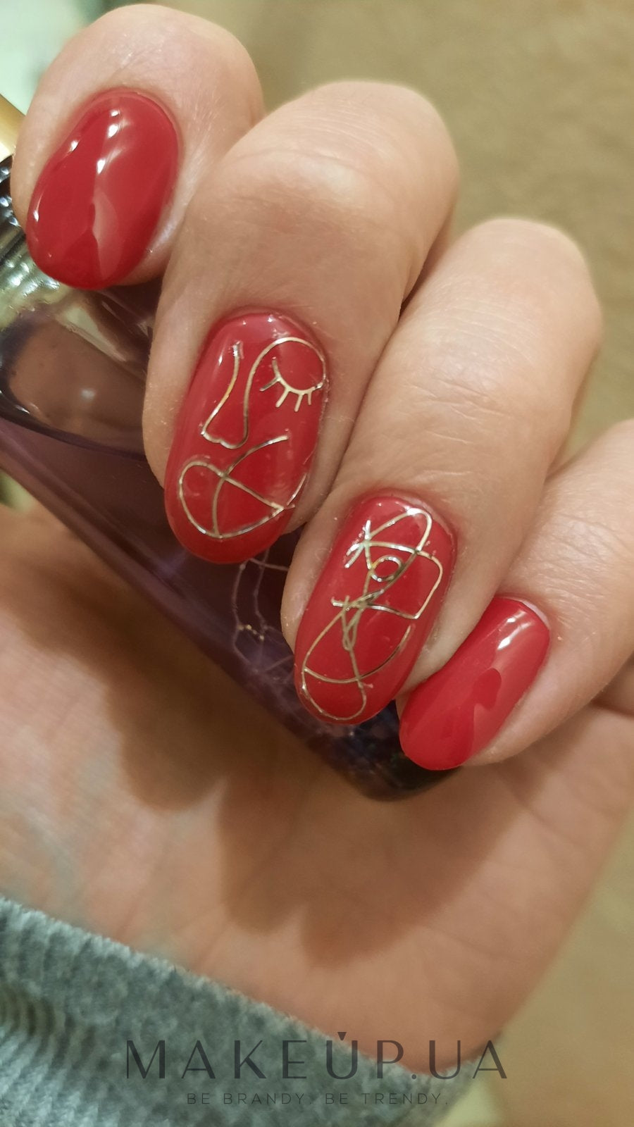 Gold Metallic Face Abstract Nail Decal