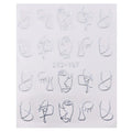 Silver Metallic Abstract Face Nail Decal