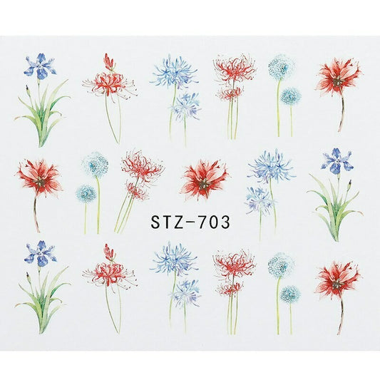 Flower Water color Nail Decal
