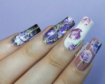 Flower Water color Nail Decal