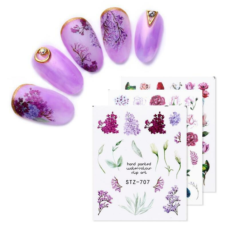 Flower Water color Nail Decal
