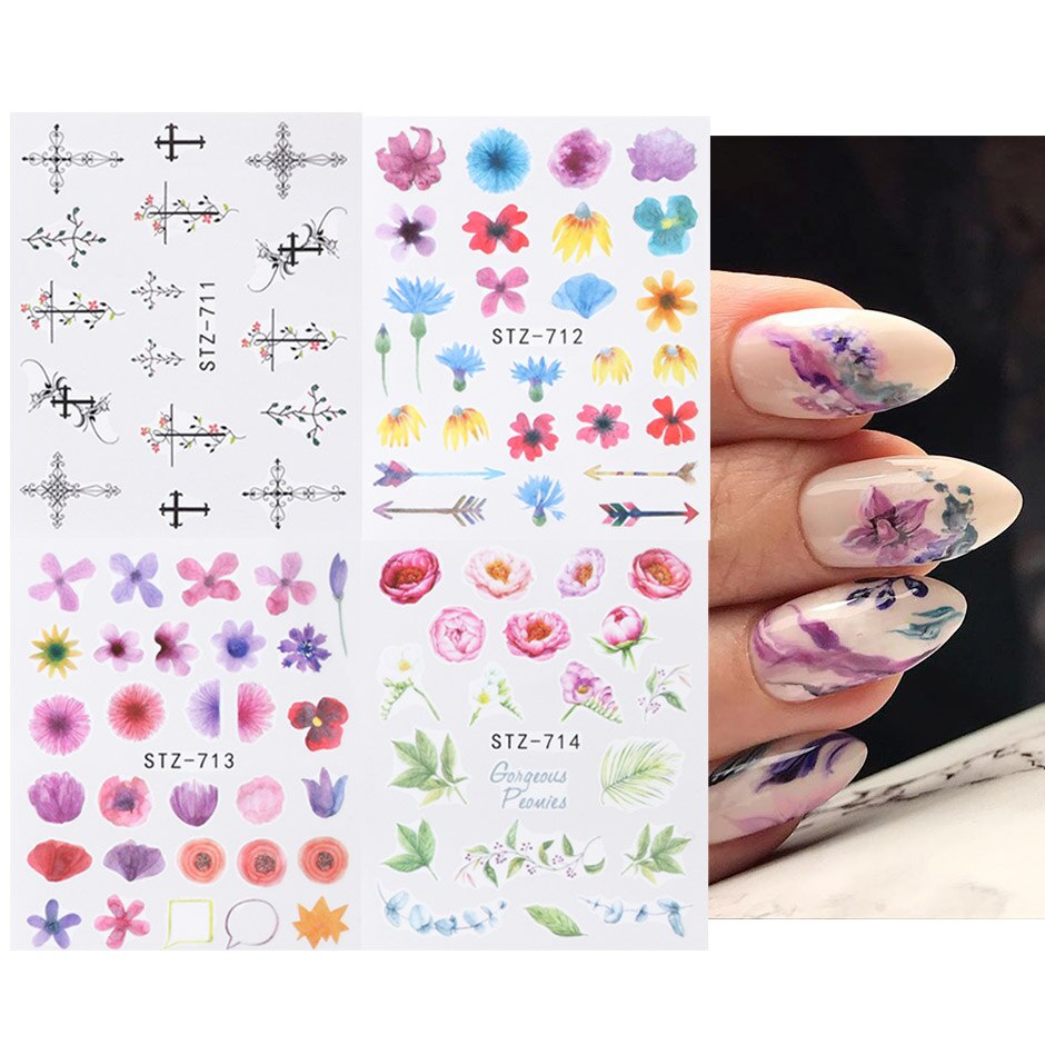 Flower Water color Nail Decal