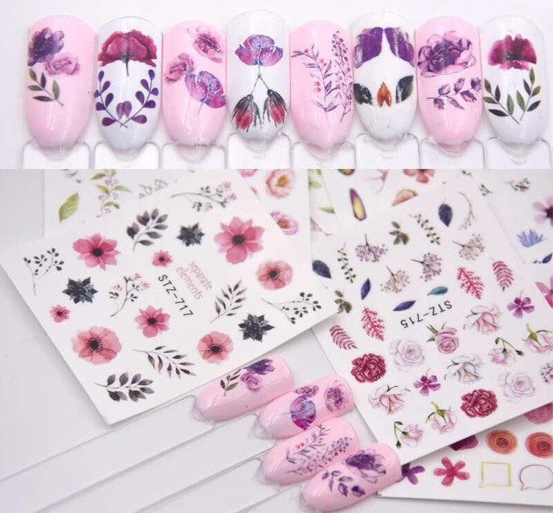 Flower Water color Nail Decal