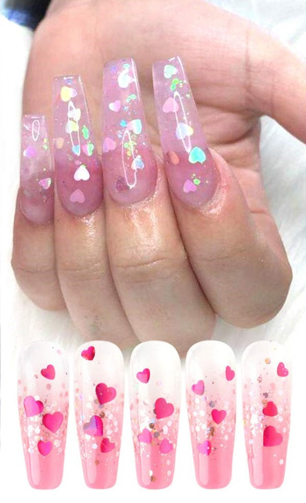 Heart Sequin Nail Art