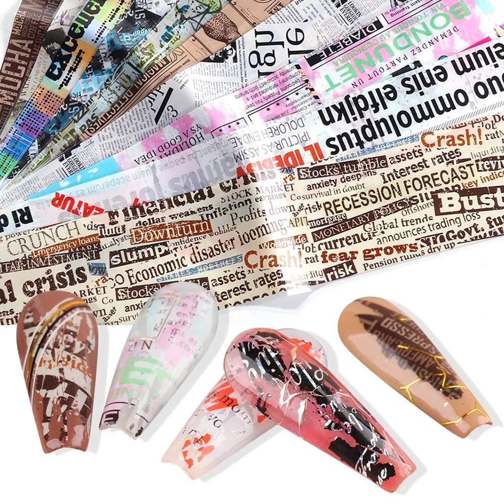 Newspaper Print Text Pop Art  10pcs Foil Set Box