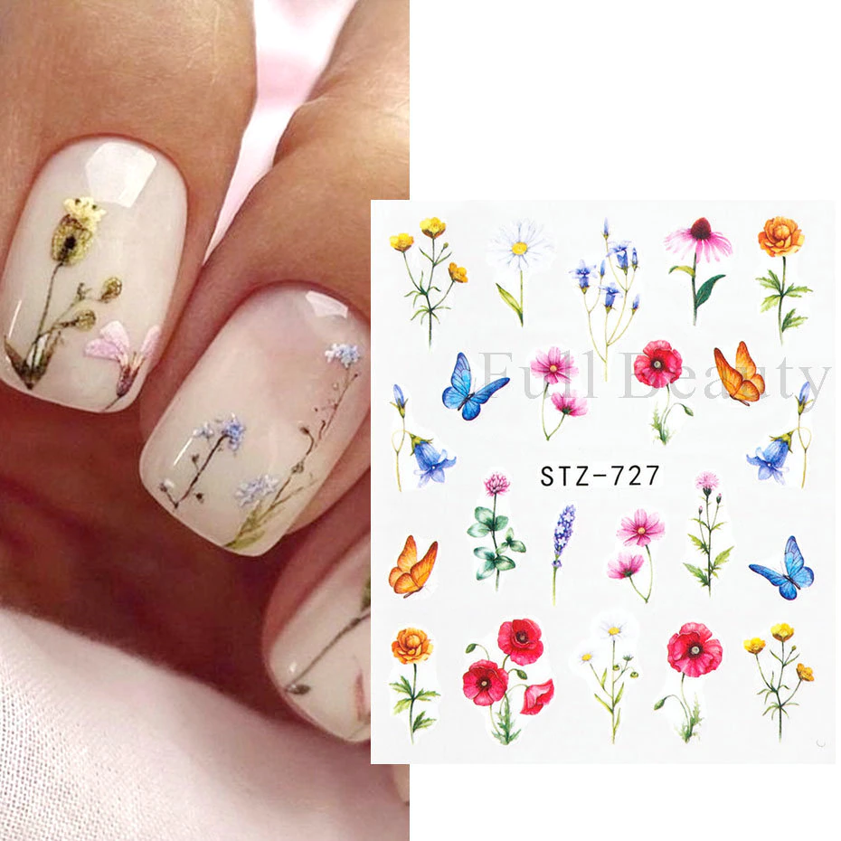 Flower Water color Nail Decal