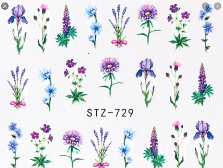 Flower Water color Nail Decal