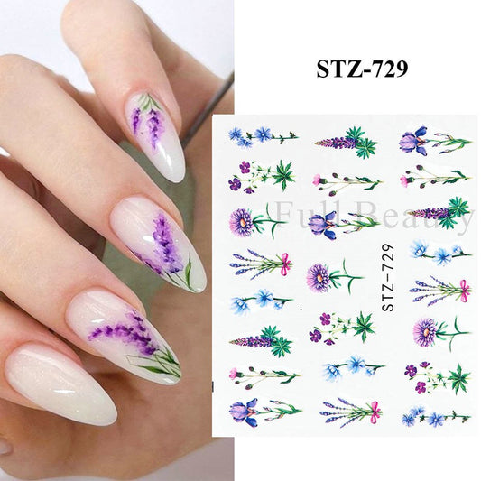 Flower Water color Nail Decal