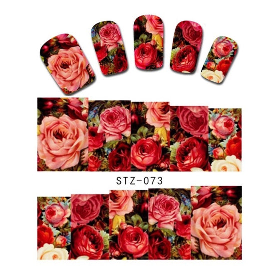 Roses Peony Red Flower Nail Decal