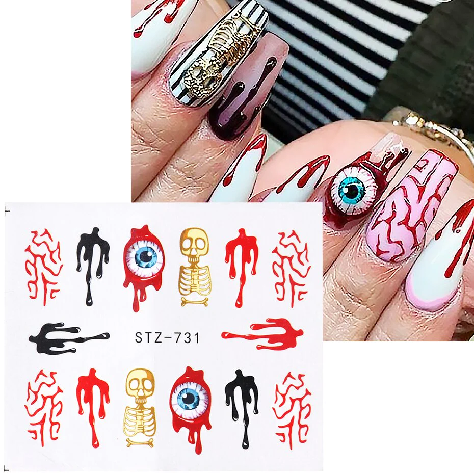 Halloween Blood Skeleton Nail Decal