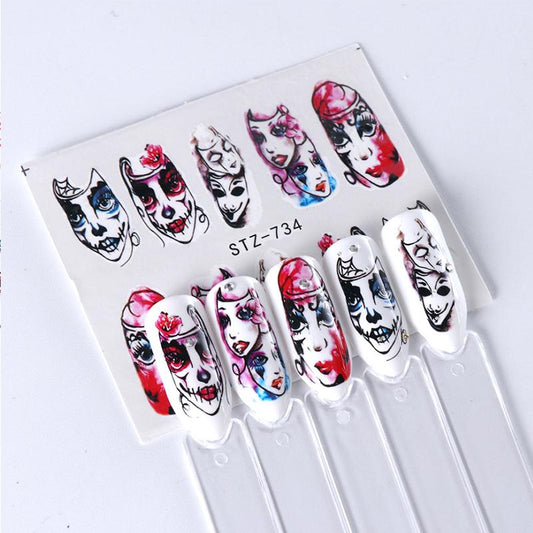 Halloween Faces Nail Decal