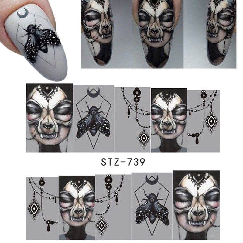 Halloween Face Skull Nail Decal