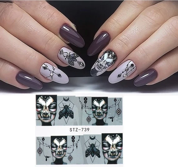 Halloween Face Skull Nail Decal