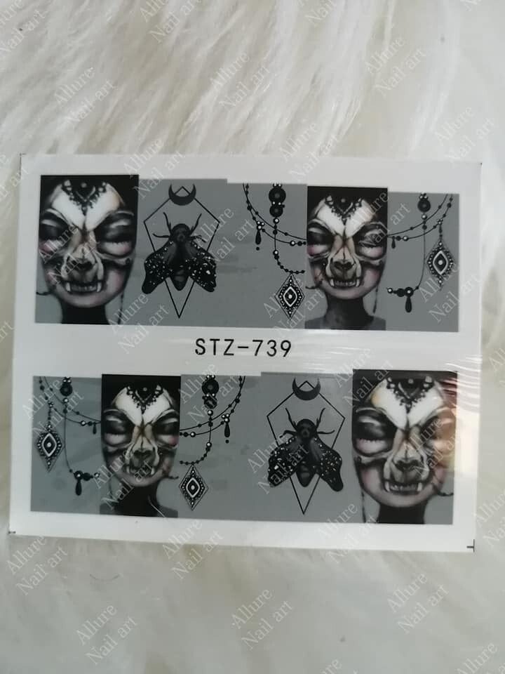 Halloween Face Skull Nail Decal