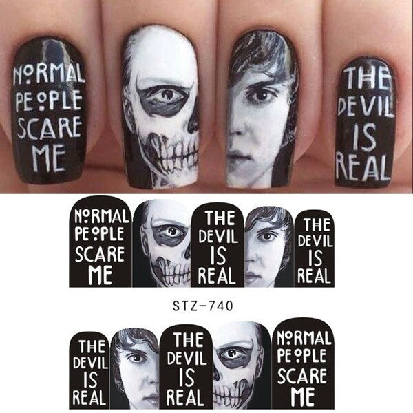 Halloween Face Skull Nail Decal