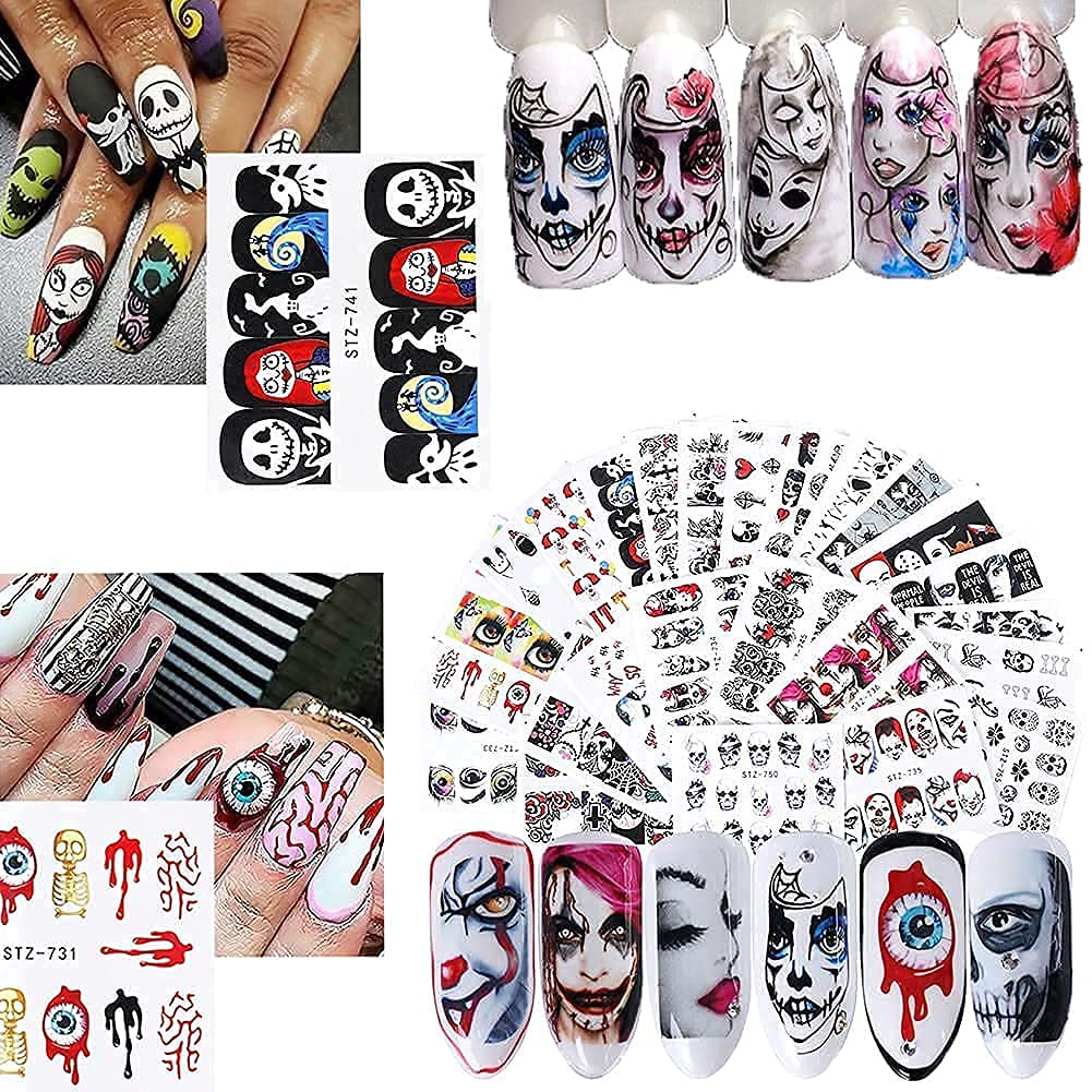 Halloween Face Skull Nail Decal