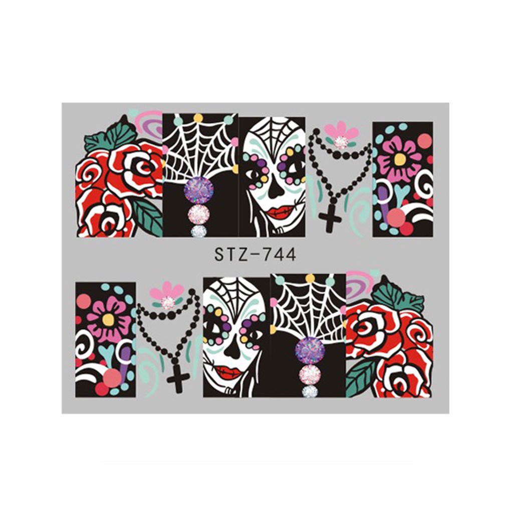 Halloween Face Skull Nail Decal