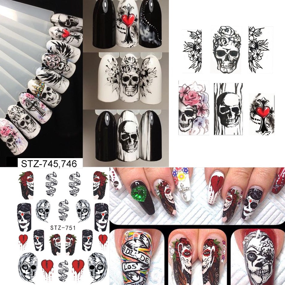 Halloween Face Skull Nail Decal