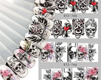 Halloween Face Skull Nail Decal