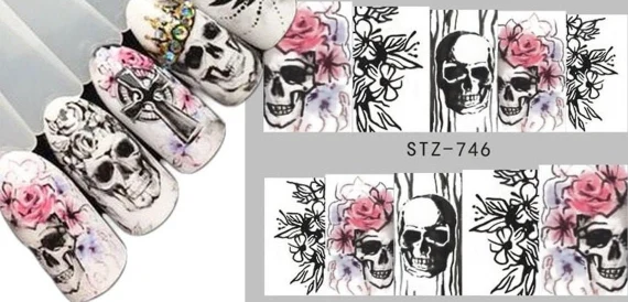 Halloween Face Skull Nail Decal