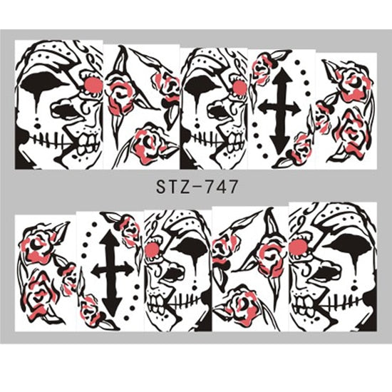 Halloween Face Skull Nail Decal
