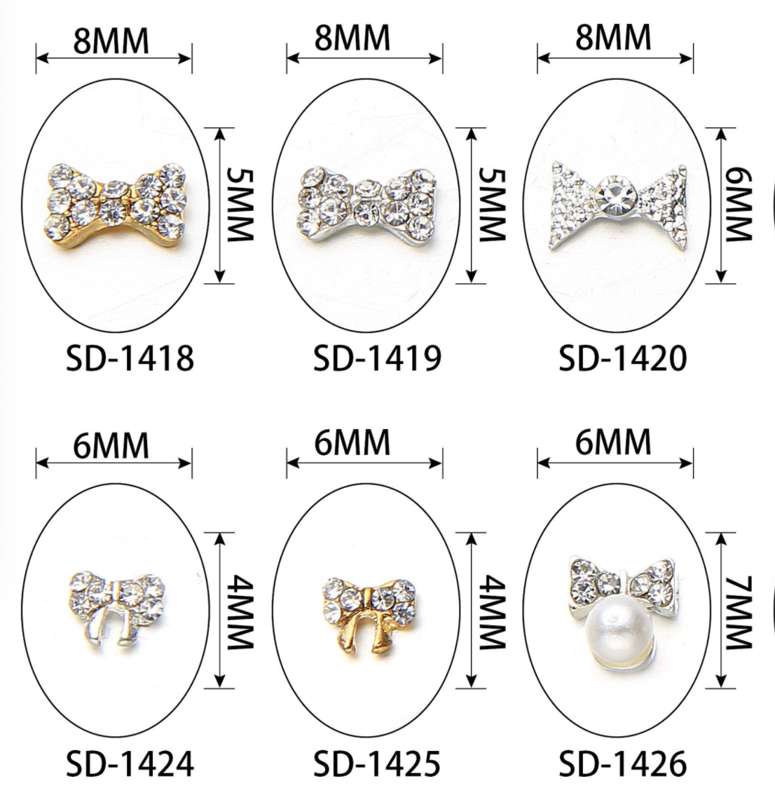 Bow Rhinestones Charms Nail Art Decoration