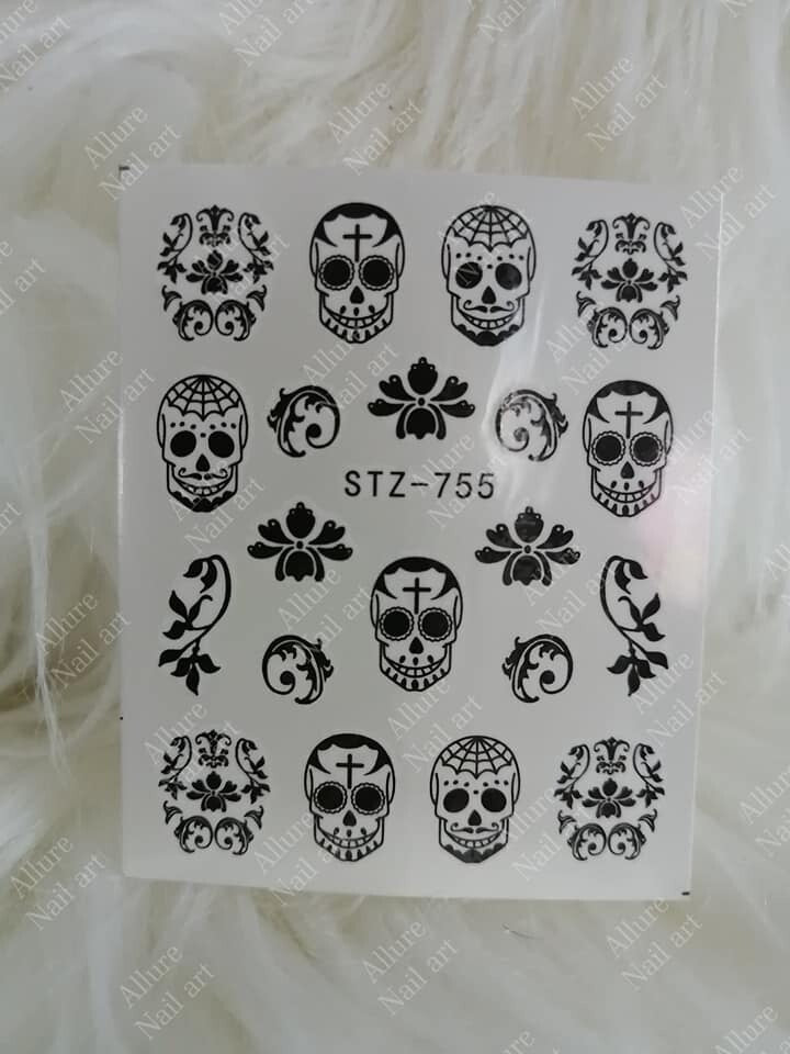 Halloween Face Skull Nail Decal