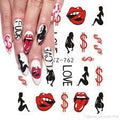 Dollar Pop Art Lips Rose Love Heart Nail Decal